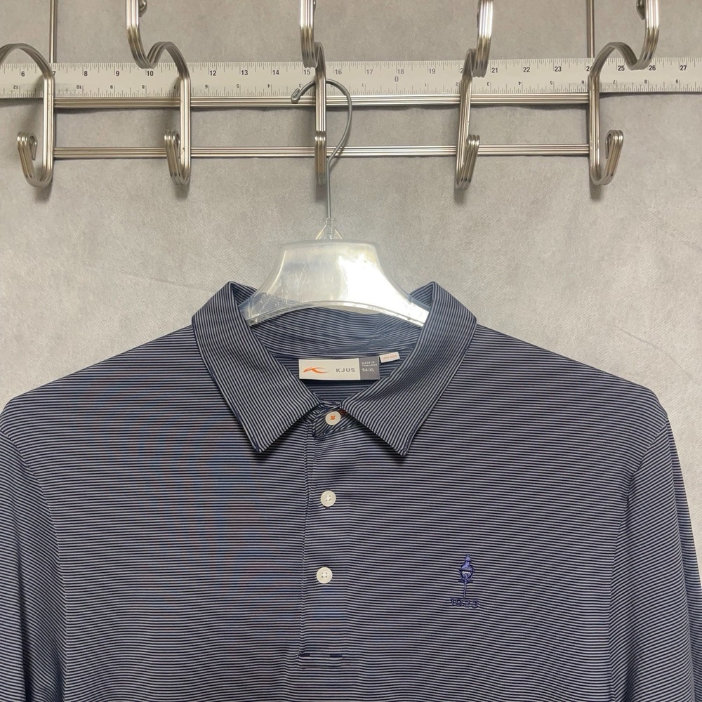 KJUS Polo Shirt Men 54 XL Gray Golf Striped Performance Active Outdoor Oversized